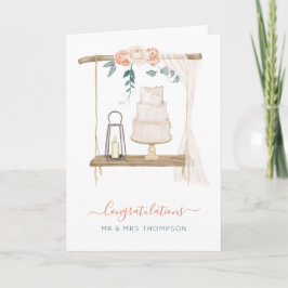 Tarjeta Torta de Boda Rústica Boho Felicitaciones Recién C