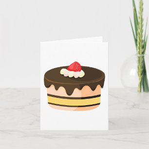 Tarjeta Torta de chocolate con goteo y fresa