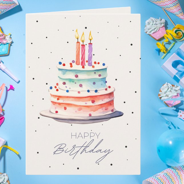 Tarjeta Torta de cumpleaños acuarela (Subido por el creador)