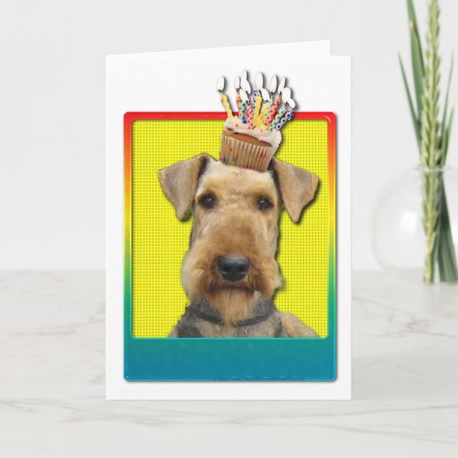 Tarjeta Torta de cumpleaños - Airedale (Anverso)