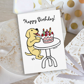 Tarjeta Torta de cumpleaños amarillo Labrador Personalizad