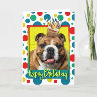 Tarjeta Torta de cumpleaños - Bulldog - oscuro