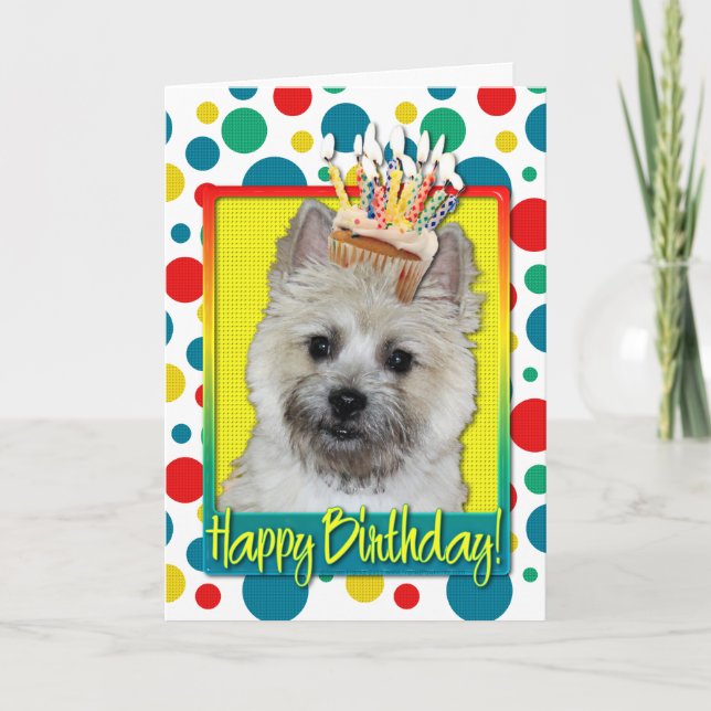 Tarjeta Torta de cumpleaños - Cairn Terrier - Oso de Teddy (Anverso)
