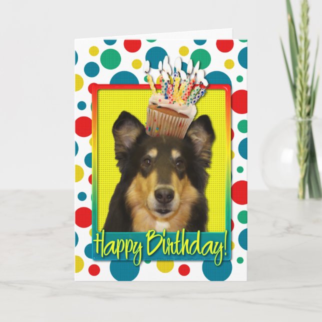 Tarjeta Torta de cumpleaños - Collie - Caroline (Anverso)