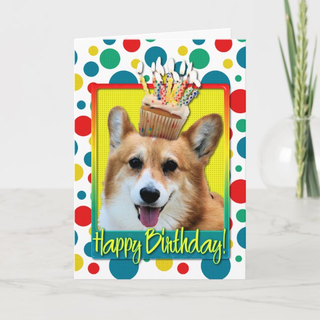 Tarjeta Torta de cumpleaños - Corgi - Owen (Anverso)