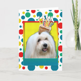 Tarjeta Torta de cumpleaños - Coton de Tulear