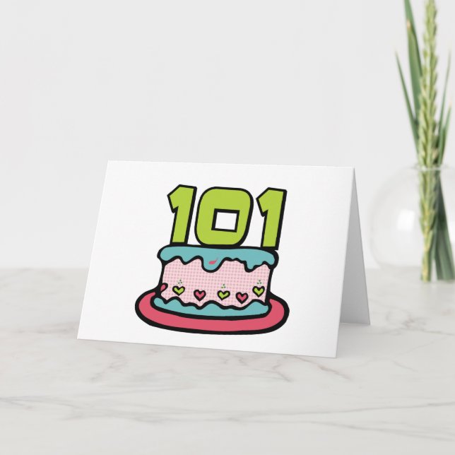 Tarjeta Torta de cumpleaños de 101 años (Anverso)