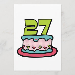 Tarjeta Torta de cumpleaños de 27 años