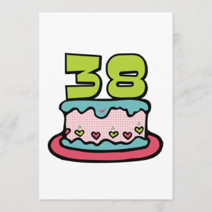 Tarjeta Torta de cumpleaños de 38 años