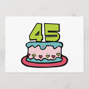 Tarjeta Torta de cumpleaños de 45 años