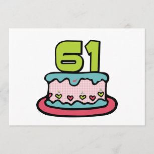 Tarjeta Torta de cumpleaños de 61 años