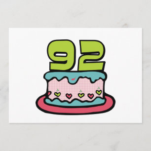 Tarjeta Torta de cumpleaños de 92 años