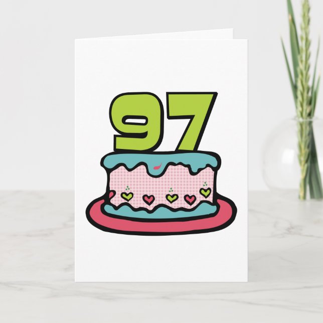 Tarjeta Torta de cumpleaños de 97 años (Anverso)