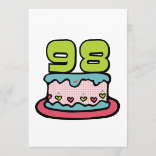Tarjeta Torta de cumpleaños de 98 años