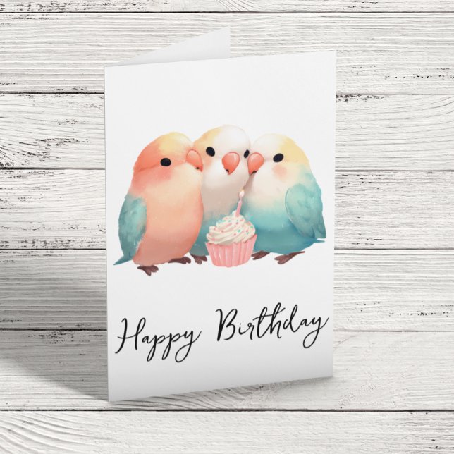 Tarjeta Torta de cumpleaños de Aves Pequeñas (Subido por el creador)