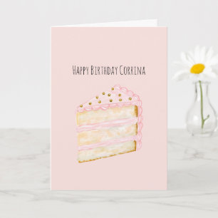 Tarjeta Torta de cumpleaños de oro rosa