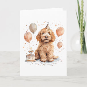 Tarjeta Torta de cumpleaños de perro de Goldendoodle