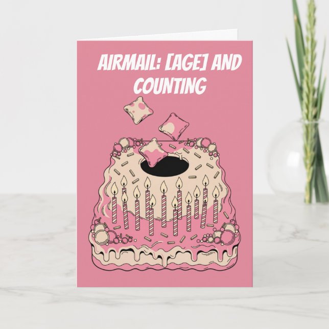 Tarjeta Torta de cumpleaños divertida con Airmail de Cornh (Anverso)