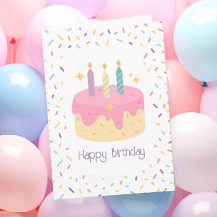 Tarjeta Torta de cumpleaños divertida y colorida