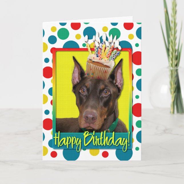 Tarjeta Torta de cumpleaños - Doberman - Rojo - Rojo (Anverso)