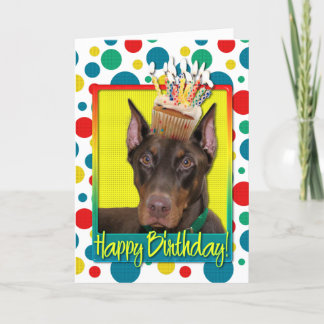 Tarjeta Torta de cumpleaños - Doberman - Rojo - Rojo