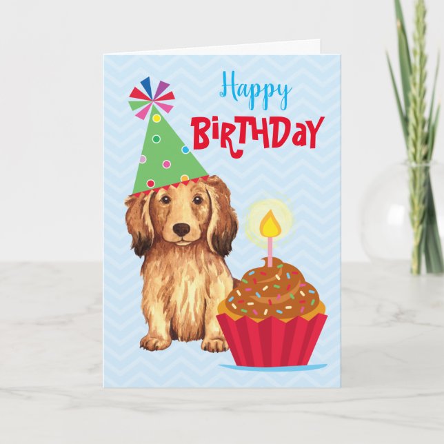 Tarjeta Torta de cumpleaños Duradera Dachshund (Anverso)