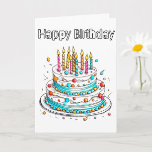 Tarjeta Torta De Cumpleaños Feliz Cumpleaños Lindo