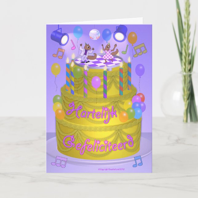 Tarjeta Torta de "cumpleaños feliz" (holandés) (Anverso)