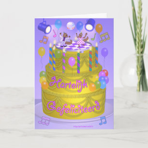 Tarjeta Torta de "cumpleaños feliz" (holandés)