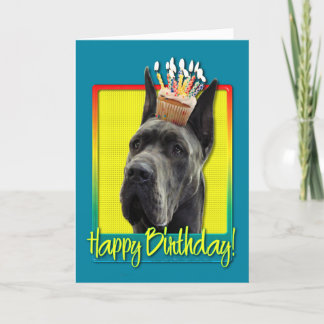Tarjeta Torta de cumpleaños - Gran danés - gris
