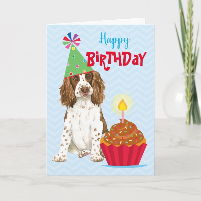 Tarjeta Torta de cumpleaños Inglés Springer Spaniel (Anverso)