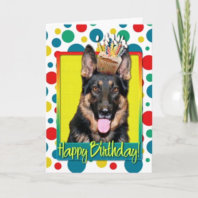 Tarjeta Torta de cumpleaños - Pastor alemán - Kuno (Anverso)