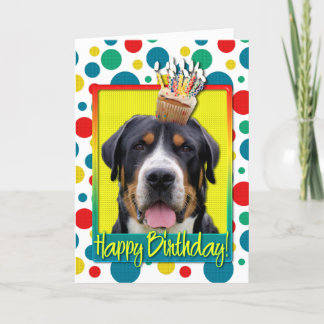 Tarjeta Torta de cumpleaños - Perro de montaña suizo mayor