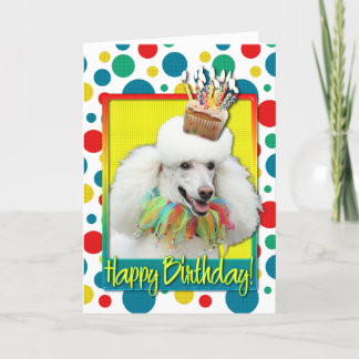 Tarjeta Torta de cumpleaños - Poodle - Blanco