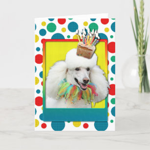 Tarjeta Torta de cumpleaños - Poodle - Blanco