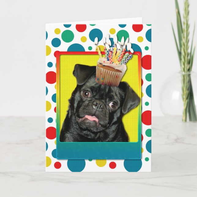 Tarjeta Torta de cumpleaños - Pug - Ruffy (Anverso)