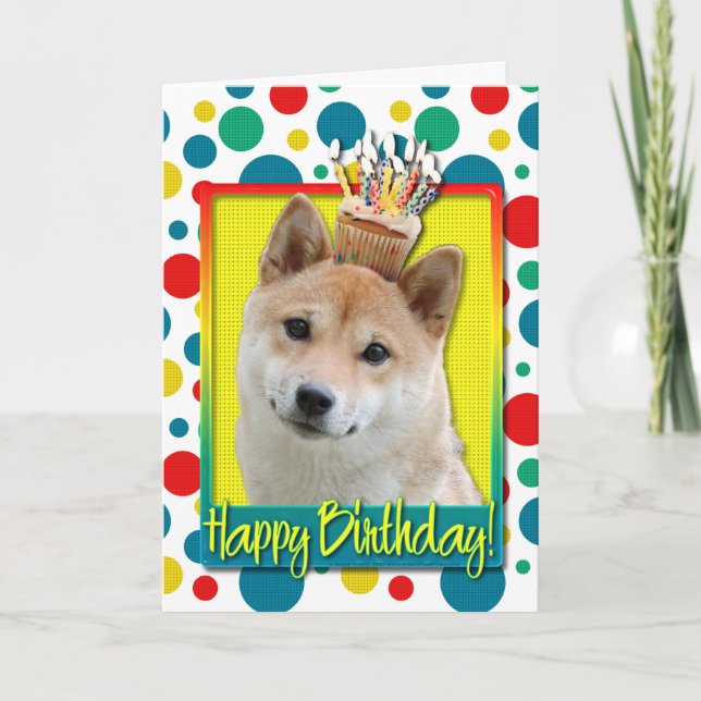 Tarjeta Torta de cumpleaños - Shiba Inu (Anverso)
