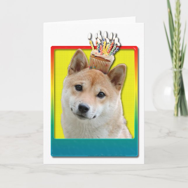 Tarjeta Torta de cumpleaños - Shiba Inu (Anverso)