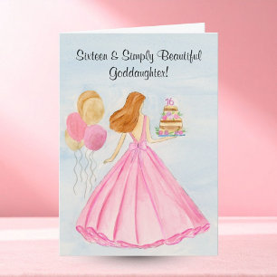 Tarjeta Torta de cumpleaños Sweet 16 de ahijada Elegante n