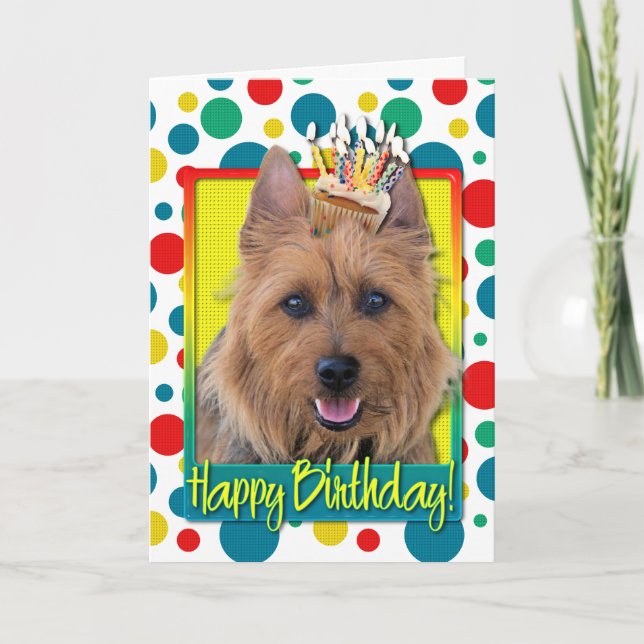 Tarjeta Torta de cumpleaños - Terrier australiano (Anverso)