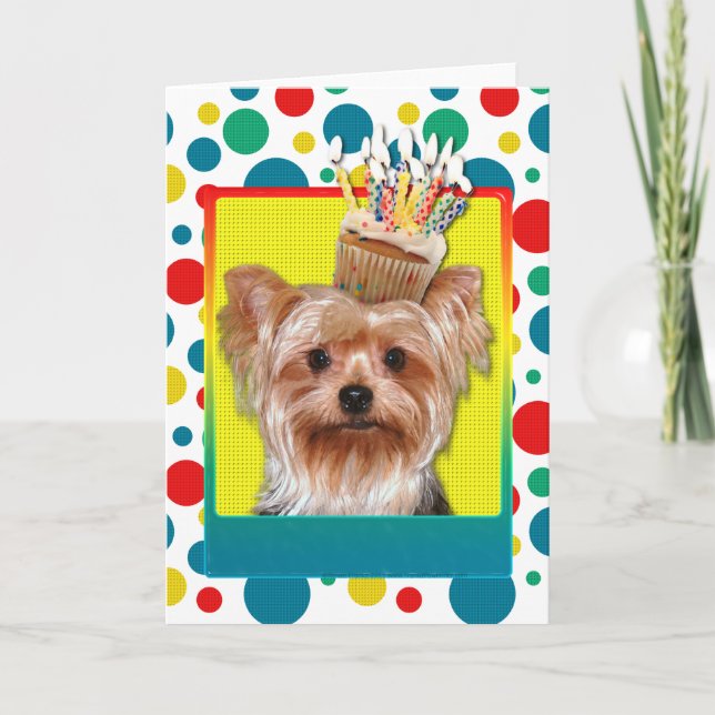 Tarjeta Torta de cumpleaños - Yorkshire Terrier (Anverso)
