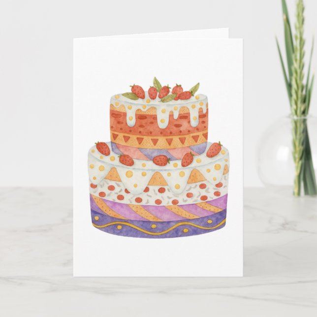 Tarjeta Torta de dos niveles de fresa (Anverso)