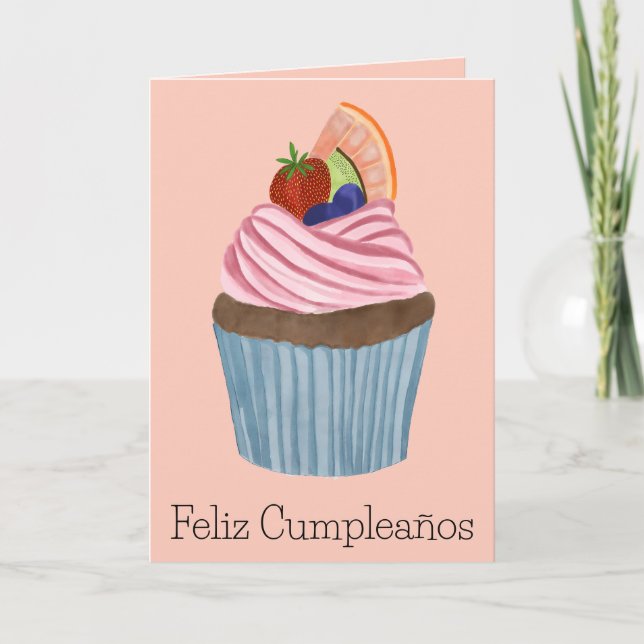 Tarjeta Torta de fruta de cumpleaños española (Anverso)