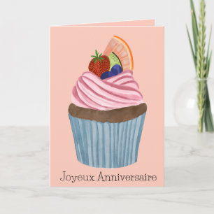 Tarjeta Torta de fruta de cumpleaños francesa