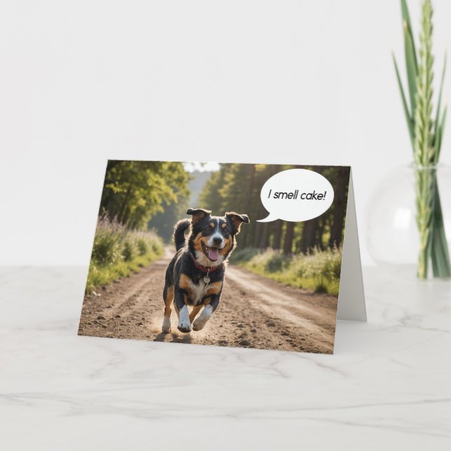 Tarjeta Torta de huele a perro de cumpleaños (Anverso)