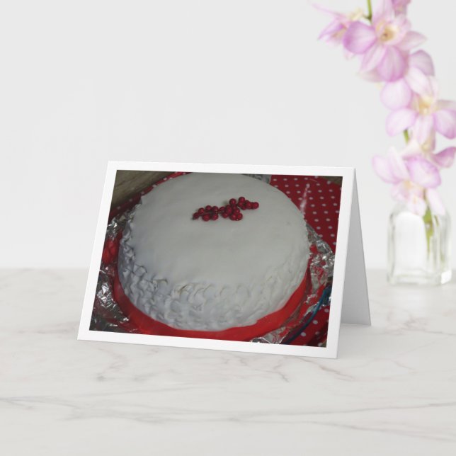 Tarjeta Torta de Navidad Decorativa Inglesa Tradicional (Orquídea)