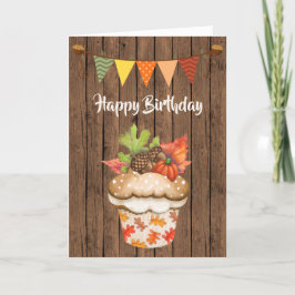 Tarjeta Torta de otoño y cumpleaños de otoño
