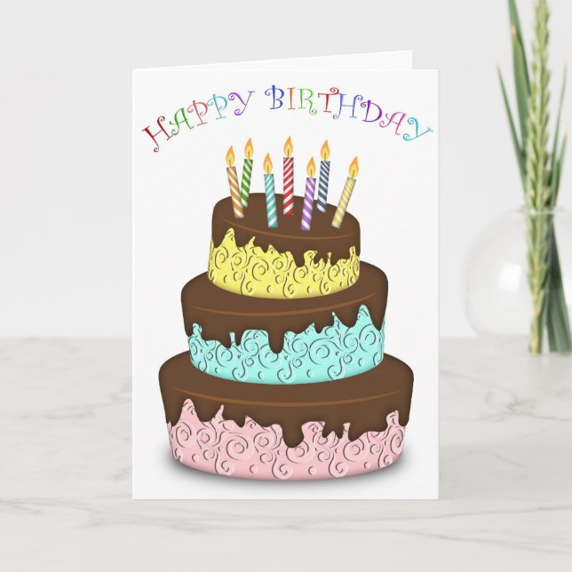 Tarjeta Torta del feliz cumpleaños con las velas (Anverso)