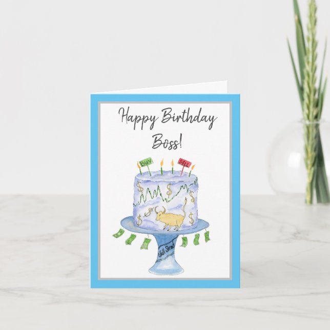 Tarjeta Torta del mercado de valores de cumpleaños feliz c (Anverso)