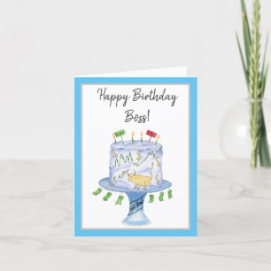 Tarjeta Torta del mercado de valores de cumpleaños feliz c